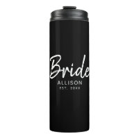 Modern Bride Black White Script Personalized Name