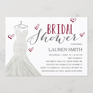 Modern Bride Burgundy Bridal Shower Invitation