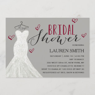 Modern Bride Burgundy   Bridal Shower Invitation