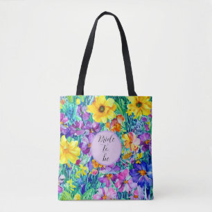 Modern Bride Elegant Floral Watercolor For Her Tote Bag
