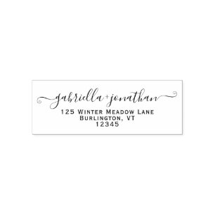 Modern Bride Groom Handwritten Return Address Self-inking Stamp
