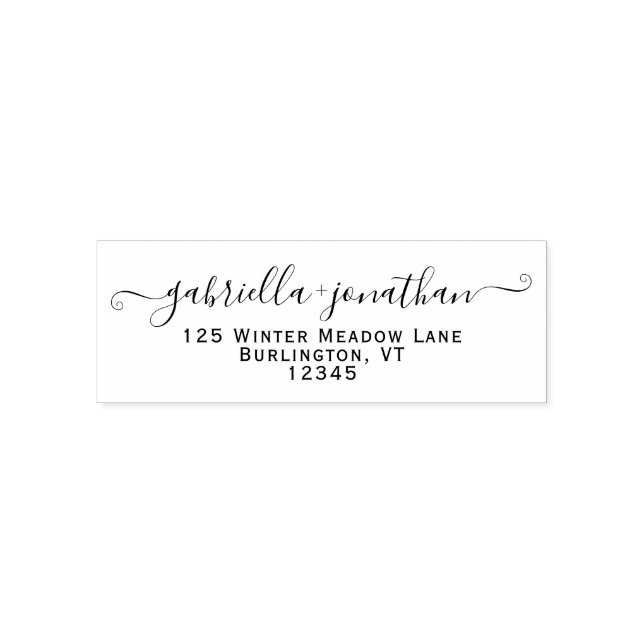 Modern Bride Groom Handwritten Return Address  Self-inking Stamp (Design)