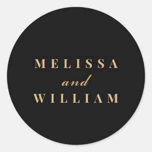 Modern Bride Groom Names Typography Sticker Seal