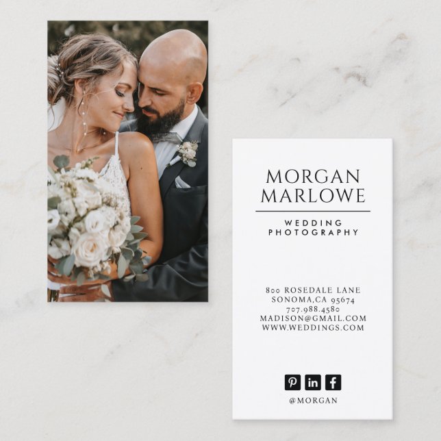Modern Bride Groom Photo Wedding Photographer Business Card (Front/Back)