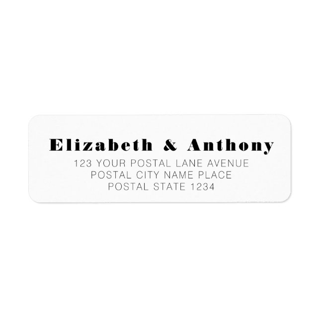 Modern Bride Groom White Wedding Return Address (Front)