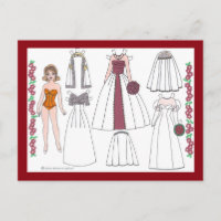Modern Bride II Paper Doll Postcard