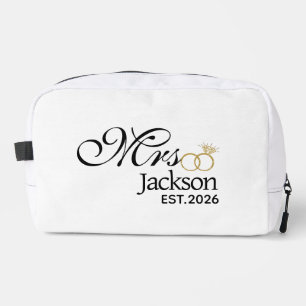 Modern Bride Name Wedding Ring Date Black Text Do Dopp Kit