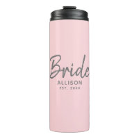 Modern Bride Pink Grey Script Personalized Name