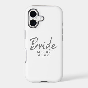 Modern Bride Script White Grey Personalized