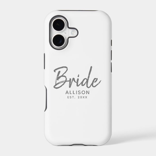 Modern Bride Script White Grey Personalized (Back)