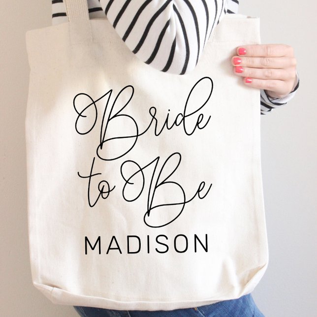 Modern Bride to Be Calligraphy Script Tote Bag (Creator Uploaded)