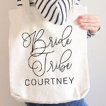 Modern Bride Tribe Calligraphy Script Tote Bag<br><div class="desc">Rally the crew with this fun tote featuring "Bride Tribe" in flowing modern calligraphy script and a personalized name in bold block lettering. A must-have accessory for the bachelorette trip,  bridal shower,  or wedding weekend that the whole squad will love. Name is fully customizable.</div>