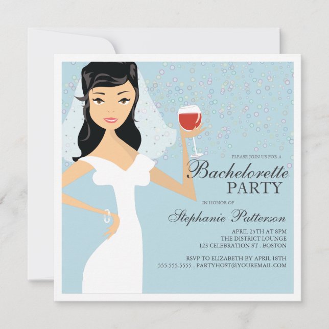 Modern Bride Wine Bachelorette Party Invitation (Front)