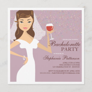 Modern Bride Wine Bachelorette Party Invitation