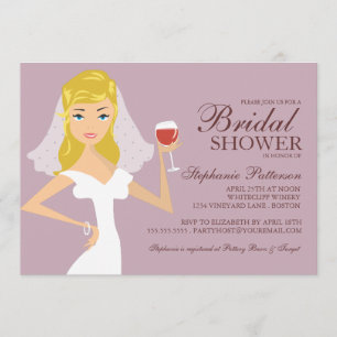 Modern Bride Wine Theme Bridal Shower Invitation