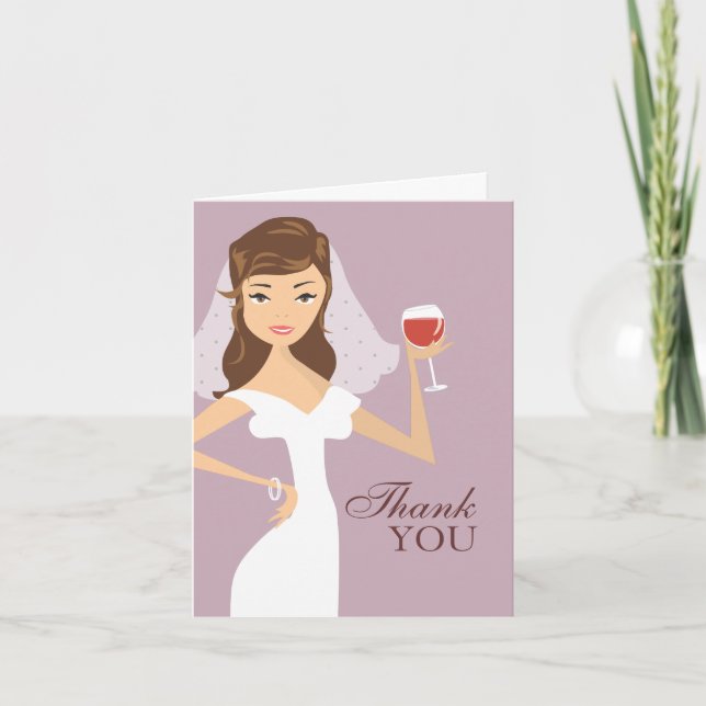 Modern Bride Wine Theme Thank You Card (Front)