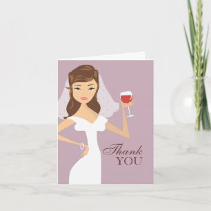 Modern Bride Wine Theme Thank You Card