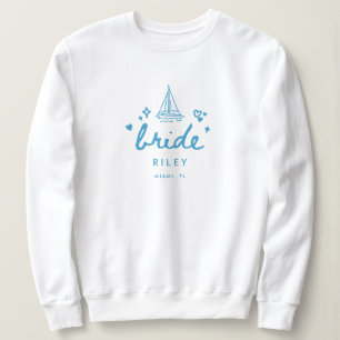Modern Bride's Name Lake Bachelorette Wedding Sweatshirt