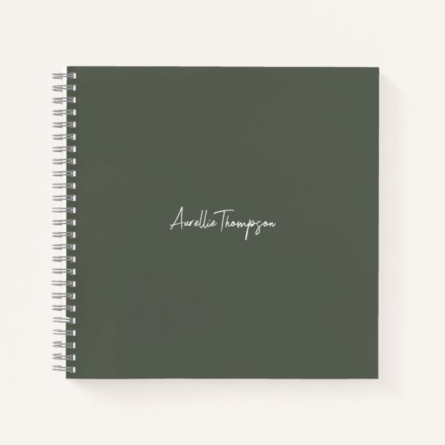 Modern Bridesmaid Bridal Sage Green Monogram  Notebook (Front)