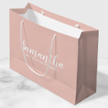 Modern Bridesmaid Proposal Large Gift Bag<br><div class="desc">Modern Bridesmaid Proposal Gift Bag
featuring personalized bridesmaid's name in white modern script font style with text in modern sans serif font style on blush pink background.

Also perfect for maid of honour,  flower girl and more.</div>