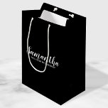Modern Bridesmaid Proposal Medium Gift Bag<br><div class="desc">Modern Bridesmaid Proposal Gift Bag
features personalized bridesmaid's name in white modern script font style on black background.

Also perfect for maid of honour,  flower girl,  groomsman,  best man and ring bearer.</div>