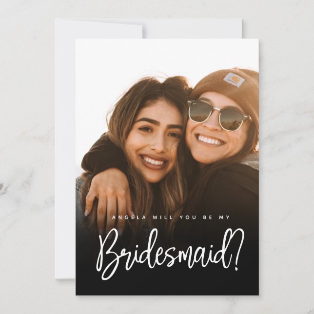 Modern bridesmaid proposal script Flat Card (Front)