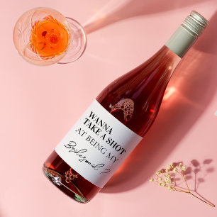 Modern Bridesmaid proposal Wedding Party Favours Liquor Bottle Label