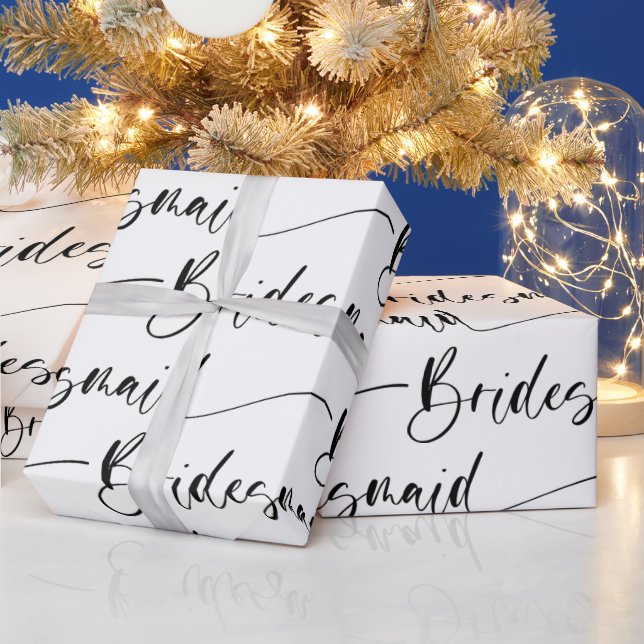 Modern Bridesmaid Wrapping Paper in Black White (Holidays)