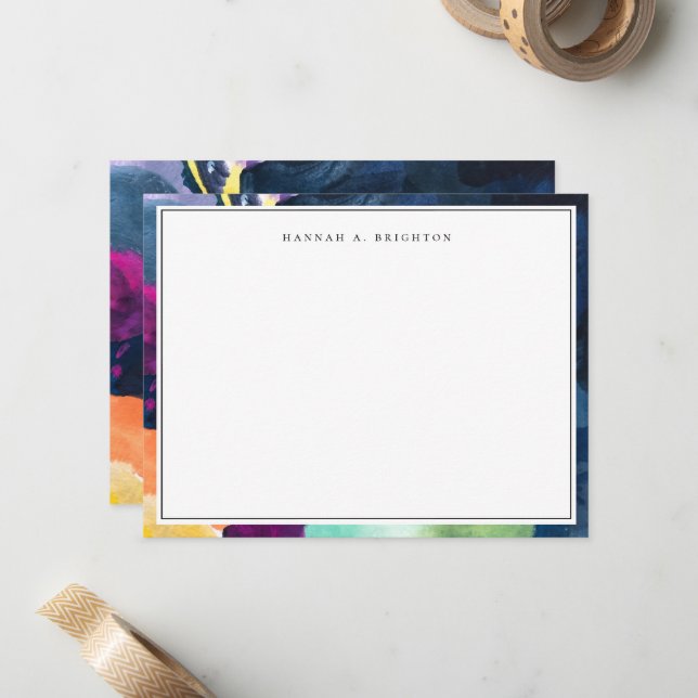 Modern Bright Abstract Painted Card (Front/Back In Situ)