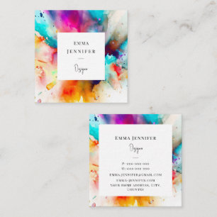 Modern bright Abstract Painted Pattern Square Business Card