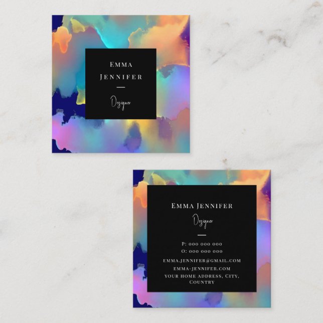 Modern bright Abstract Painted Pattern  Square Business Card (Front/Back)