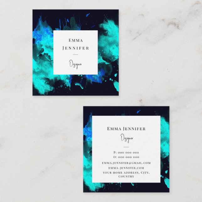 Modern bright Abstract Painted Pattern  Square Business Card (Front/Back)