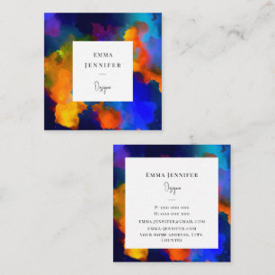 Modern Bright Abstract Pink Painted Pattern Square Business Card