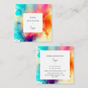 Modern Bright Abstract Pink Painted Pattern  Square Business Card