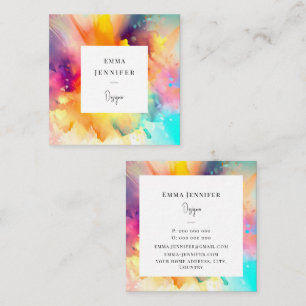 Modern Bright Abstract Pink Painted Pattern  Square Business Card