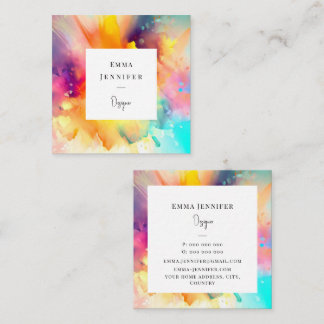 Modern Bright Abstract Pink Painted Pattern Square Business Card
