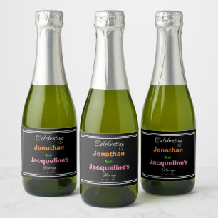 Modern Bright And Bold Personalized Wedding Mini  Sparkling Wine Label