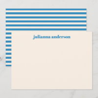 Modern Bright Blue Bold Striped Personalized Name