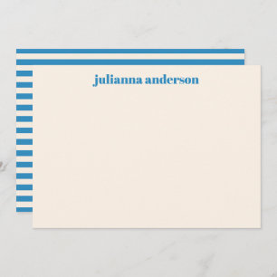 Modern Bright Blue Bold Striped Personalized Name Card
