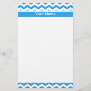 Modern bright blue chevron zigzag pattern stationery