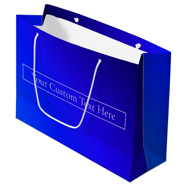 Modern Bright Blue & Purple Gradient Ombre Large Gift Bag (Front Angled)