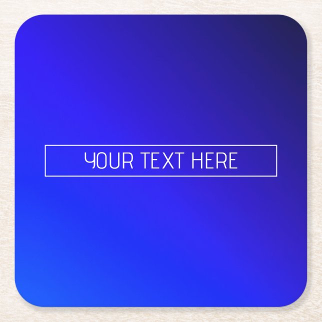 Modern Bright Blue & Purple Gradient Ombre Square Paper Coaster (Front)