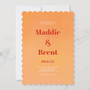 Modern Bright & Bold Gradient Burnt Orange Wedding Invitation