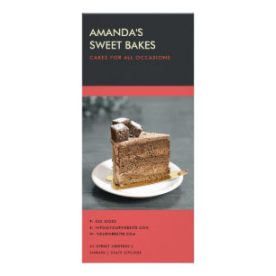 MODERN BRIGHT BOLD RED BLACK BAKERY PRICE SERVICE RACK CARD