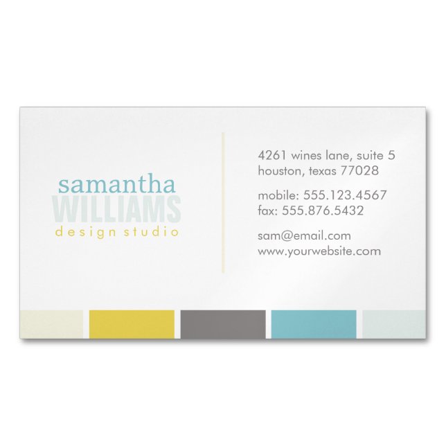 Modern Bright Colour Blocks Magnetic Business Card (Front)