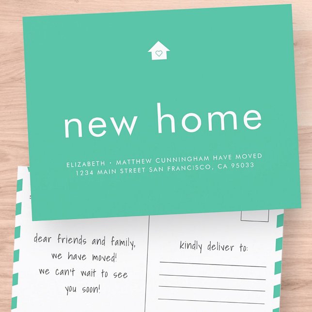 Modern Bright Colour Minimalist New Home Announcement Postcard (Creator Uploaded)