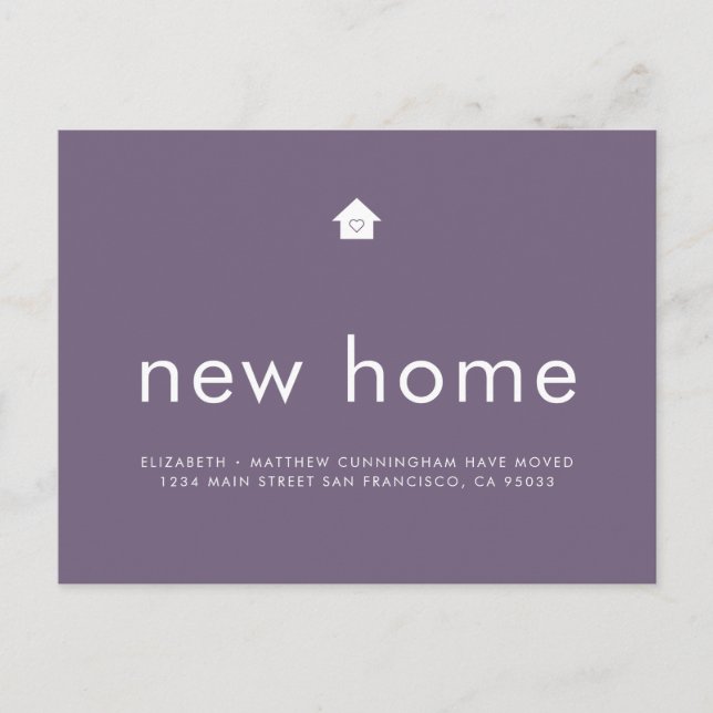 Modern Bright Colour Minimalist New Home Announcement Postcard (Front)