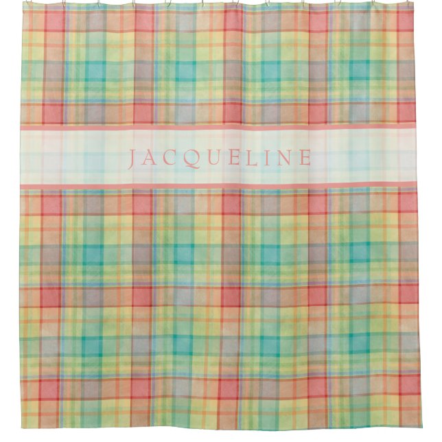 Modern Bright Colour Plaid Watercolor Pattern Name (Front)