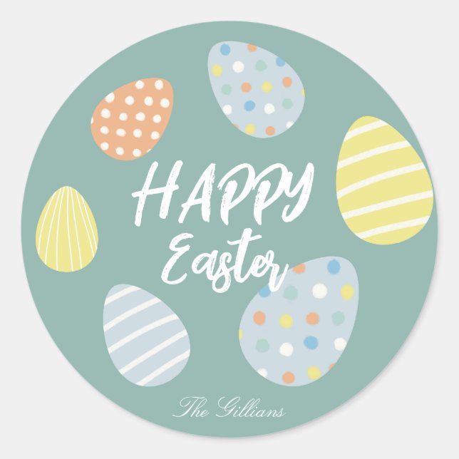 modern bright colourful easter classic round sticker (Front)