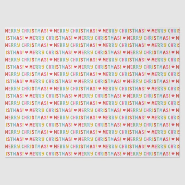 Modern Bright Colourful Merry Christmas Tissue Paper (Front)